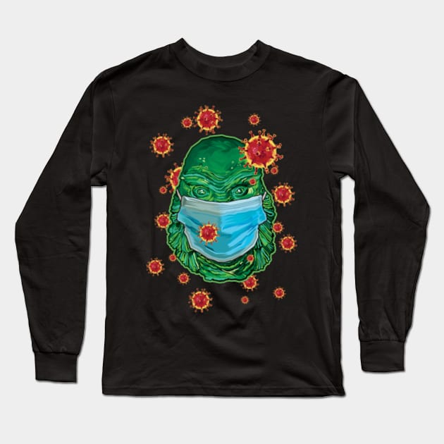 The Corona Creature - Greens Version Long Sleeve T-Shirt by pentoolarts